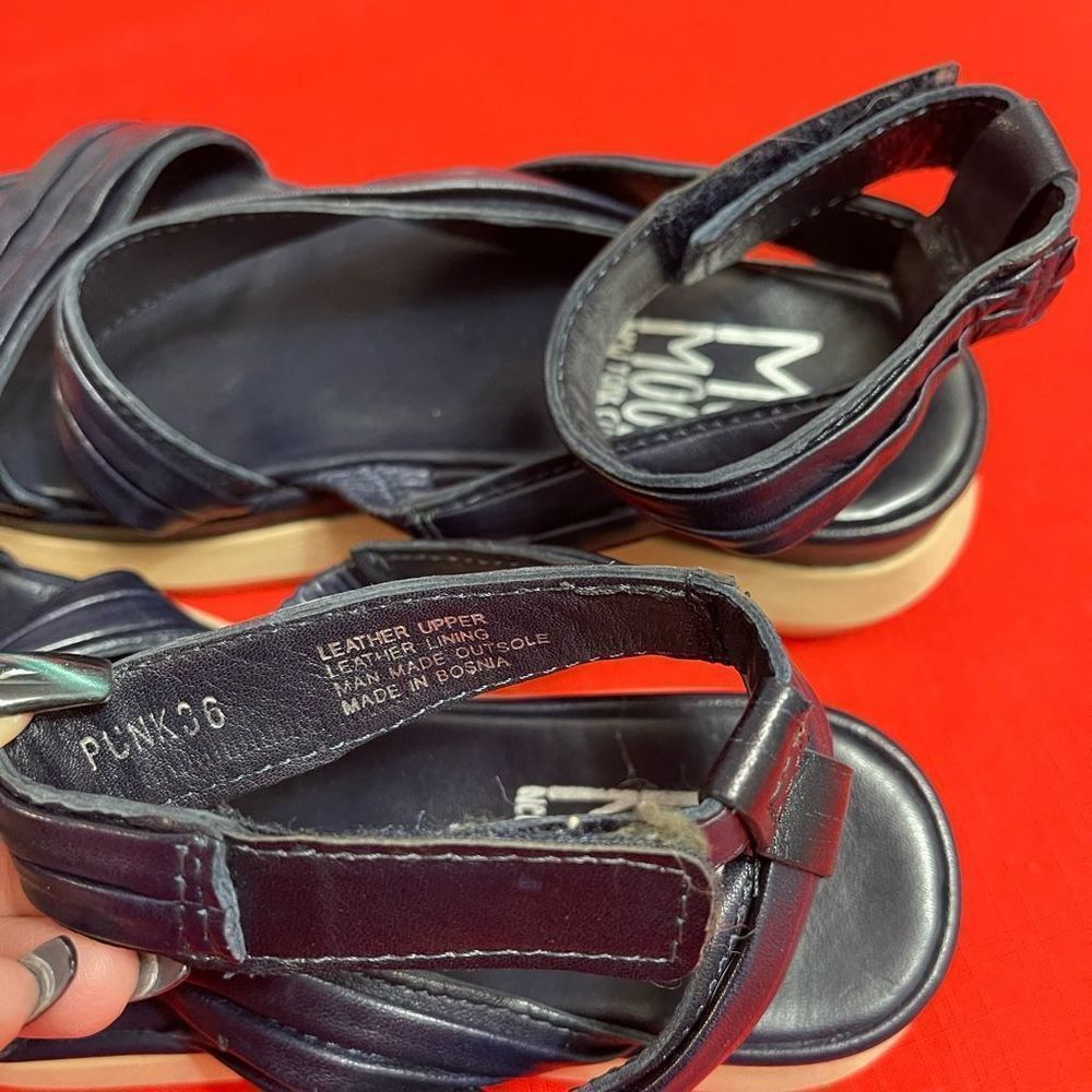 Miz Mooz Punk Navy Blue Leather Sandals Size 36 US 5-5.5 - Picture 3 of 8